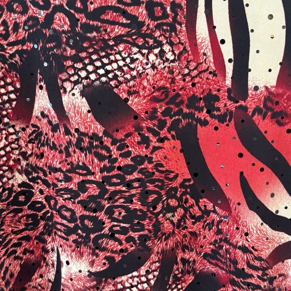 Susan Graver Liquid Knit Animal Print Sequin Tunic Top Large Stretch Mock Neck - Picture 8 of 11